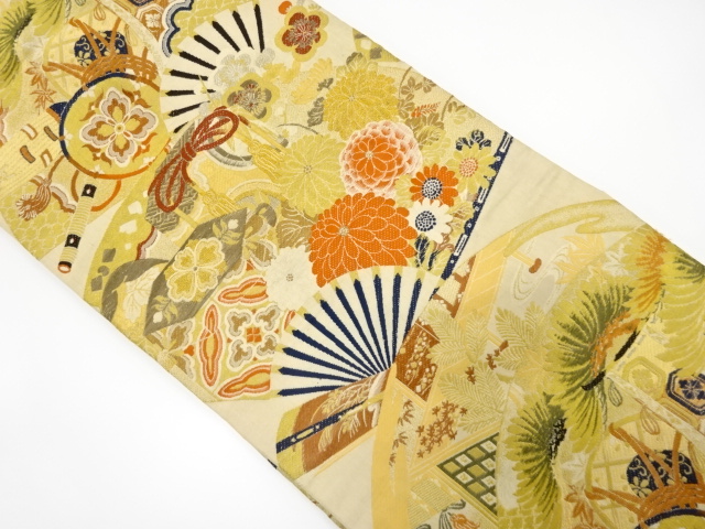 JAPANESE KIMONO / ANTIQUE NAGOYA OBI / WOVEN SHOCHIKUBAI